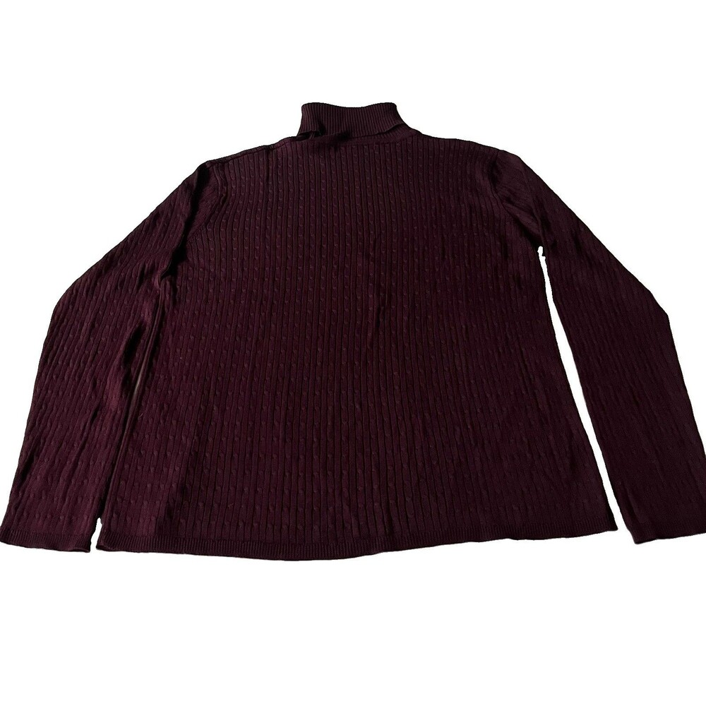 Vtg Brooks Brothers Sweater Women’s Large Turtleneck 100% Silk Burgundy Ribbed - Picture 3 of 6